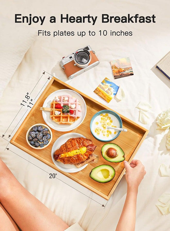 Bed Table Tray with Folding Legs,Breakfast Tray Bamboo Bed Tray for Sofa,Bed,Eating,Snacking and Working - Image 3