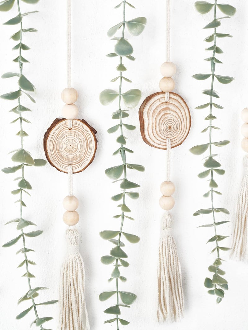 Dahey Hanging Artificial Plant Eucalyptus Wall Decor 31'' Wooden Bead Garland with Fake Greenery Leaves Boho Rustic Farmhouse Wall Art for Living Dining Room Bathroom Bedroom Kitchen Decoration - Image 5