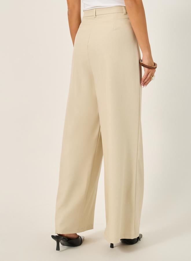 Styli High Rise Pleat Front Detail Wide Leg Pants  - Image 4