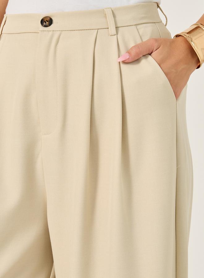 Styli High Rise Pleat Front Detail Wide Leg Pants  - Image 3