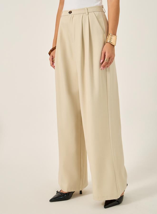 Styli High Rise Pleat Front Detail Wide Leg Pants  - Image 2
