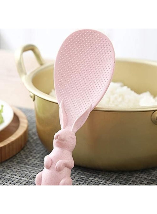 Rabbit-Shaped Wheat Straw Rice Spoon – Stand-Up Non-Stick Rice Shovel for Rice Cookers, Creative Cartoon Design, 1PC, Random Color - Image 5