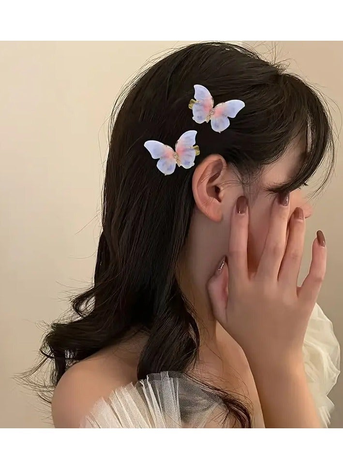 Rozino 6 PCS Sparkling Butterfly Hair Clip Set for Girls 6pcs, Colorful Rhinestone & Mesh Designs, Alloy Construction, Fashionable All-Season Accessories - Image 2