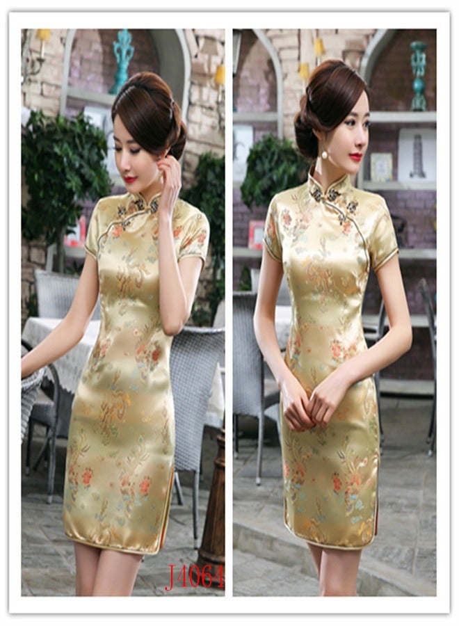 Loquat Dragon And Phoenix Short Sleeved Dress Gold  - Image 2