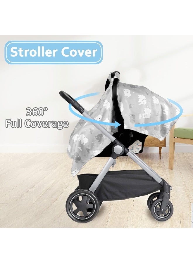 TANOFAR غطاء مقعد السيارة TANOFAR للأولاد، غطاء مقعد السيارة بفتحة بيكابو للمواليد، بطانية مقعد السيارة متعددة الاستخدامات للأطفال الرضع، دافئ ومريح، فيل رمادي - Image 5