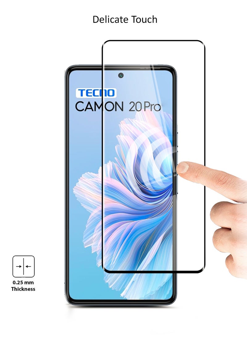 Wtech Tecno Camon 20 Pro 4G 2023 Premium E2E Full Glue Full Cover Tempered Glass Screen Protector (MSGECN) -  Clear/Black - Image 4