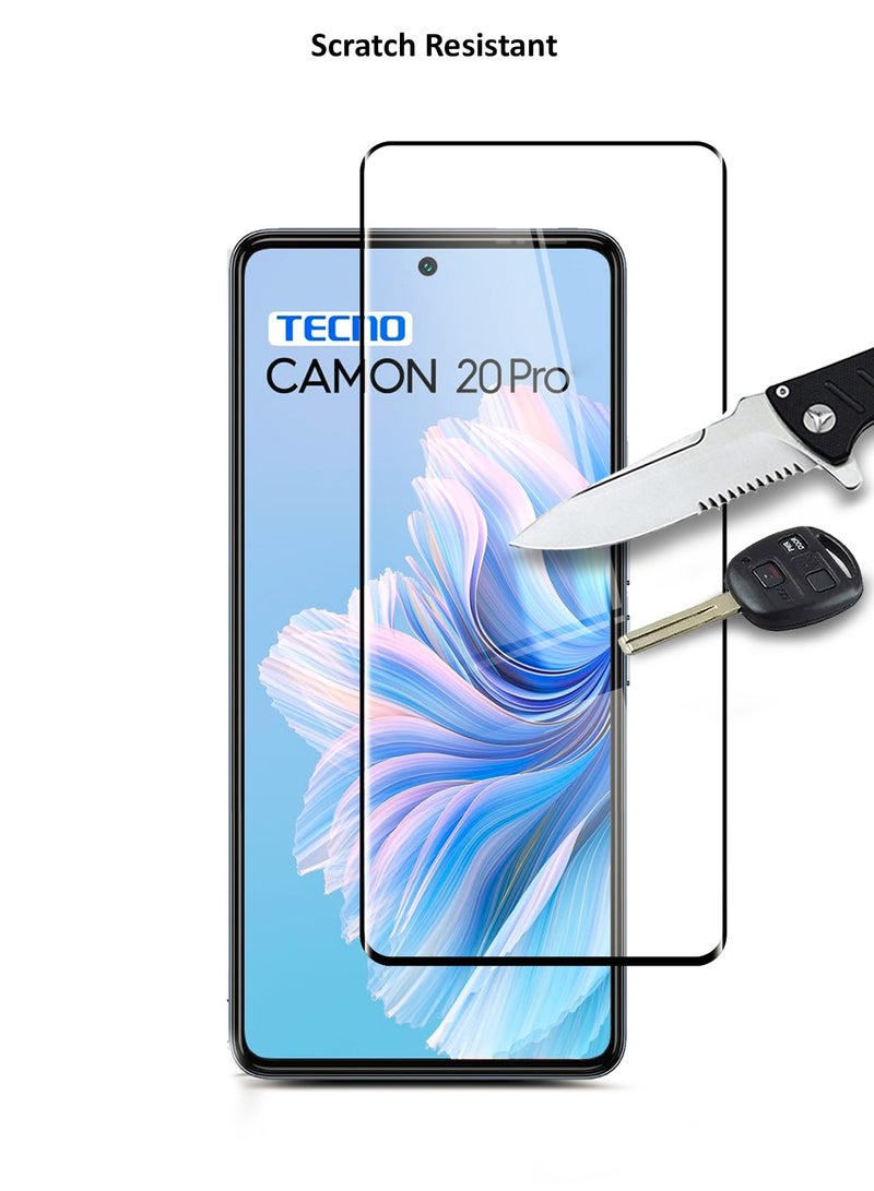 Wtech Tecno Camon 20 Pro 4G 2023 Premium E2E Full Glue Full Cover Tempered Glass Screen Protector (MSGECN) -  Clear/Black - Image 3