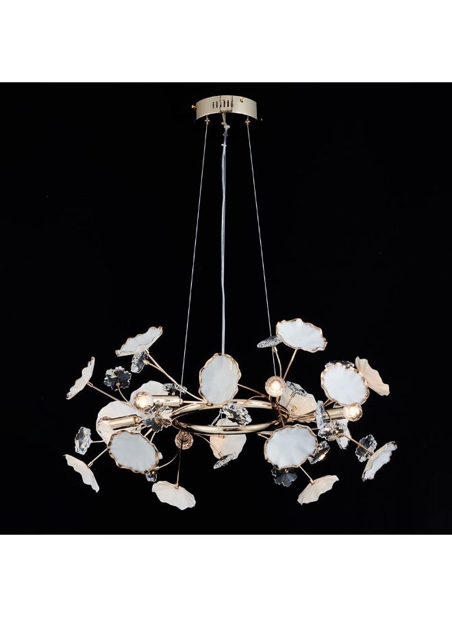 DANUBE HOME Roma Chandelier Ceramic+Metal+Crystal D60 Xh120X W60 E14 Golden  - Image 4