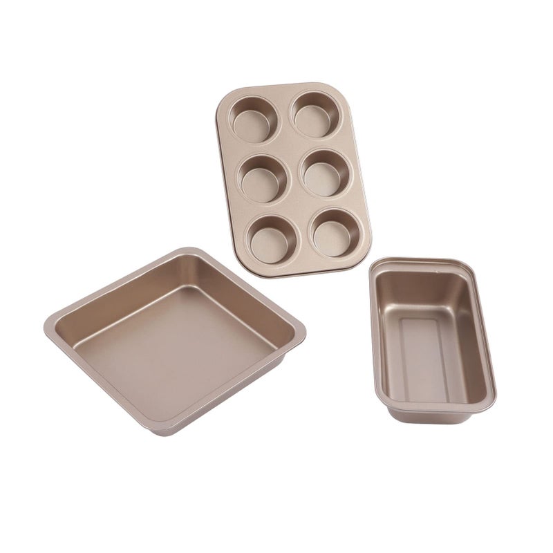 Carbon Steel Non Stick Baking Pans Set 5 Pieces Pizza Tray Short Tripod Gold - Image 4