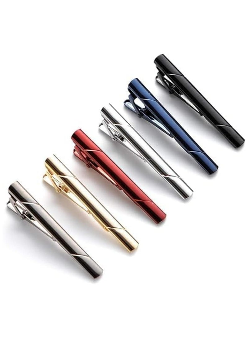 Oasisgalore 6Pcs Unique Tie Clips for Men,Tie Clip Bar & Skinny Tie Clip Set,Gift Set for Men  - Image 1