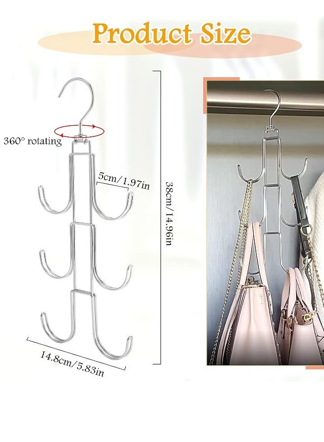 360° Rotated Bag Rack, 2-pack Bag Storage Pocket for Wardrobe, Metal Bag Holder, Storage Hook, Portable Bag Holder for Hanging Purse, Bag, Scarf, Tie, Belt, Hat, Accessories  - Image 2