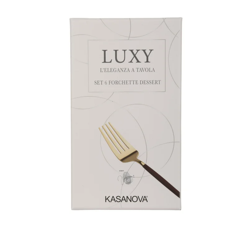 Simply Kitchen Set Of 6 Lux Dessert Forks Bordeaux And Champagne