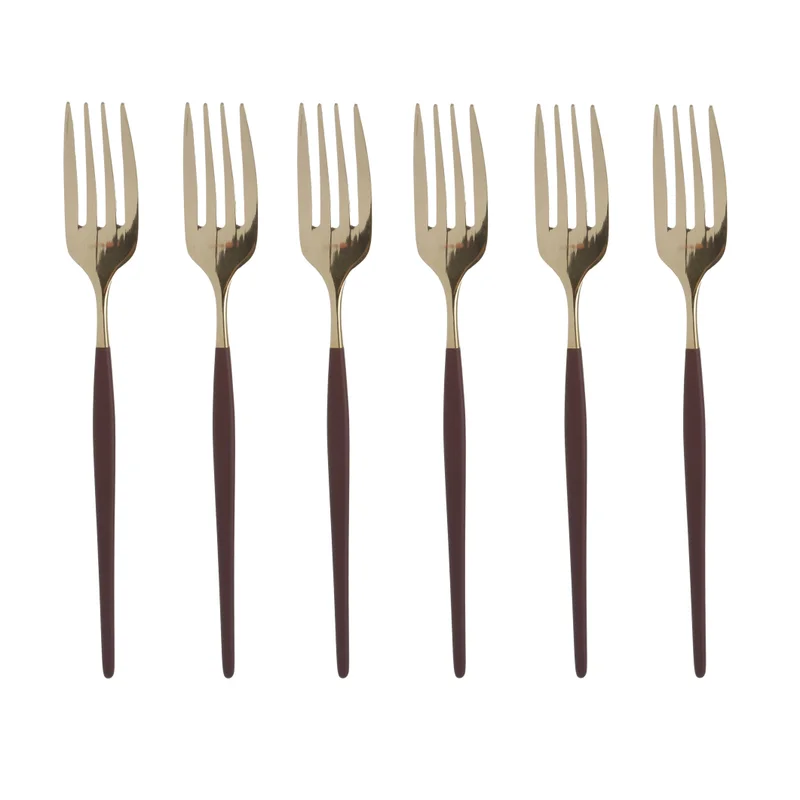 Simply Kitchen Set Of 6 Lux Dessert Forks Bordeaux And Champagne