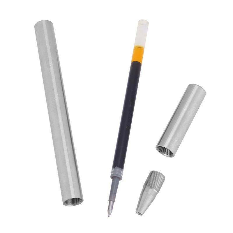 Protable Handmade Stainless Steel Pocket Roller Ball Pen Black Ink Gifts - Image 3
