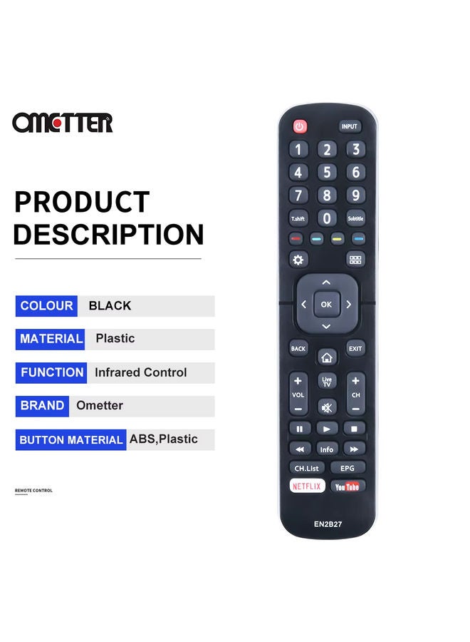 OMETTER New for Hisense Smart TV 55 Inches EN2B27 Remote Control LCD Universal 32K3110W 40K3110PW 50K3110PW