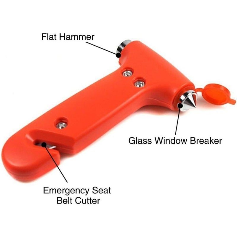2 In 1 Emergency Safety Hammer With One Second Window Breaker And Seatbelt Cutter Escape Tool For Vehicles Office And Home Orange 1pc - Image 1