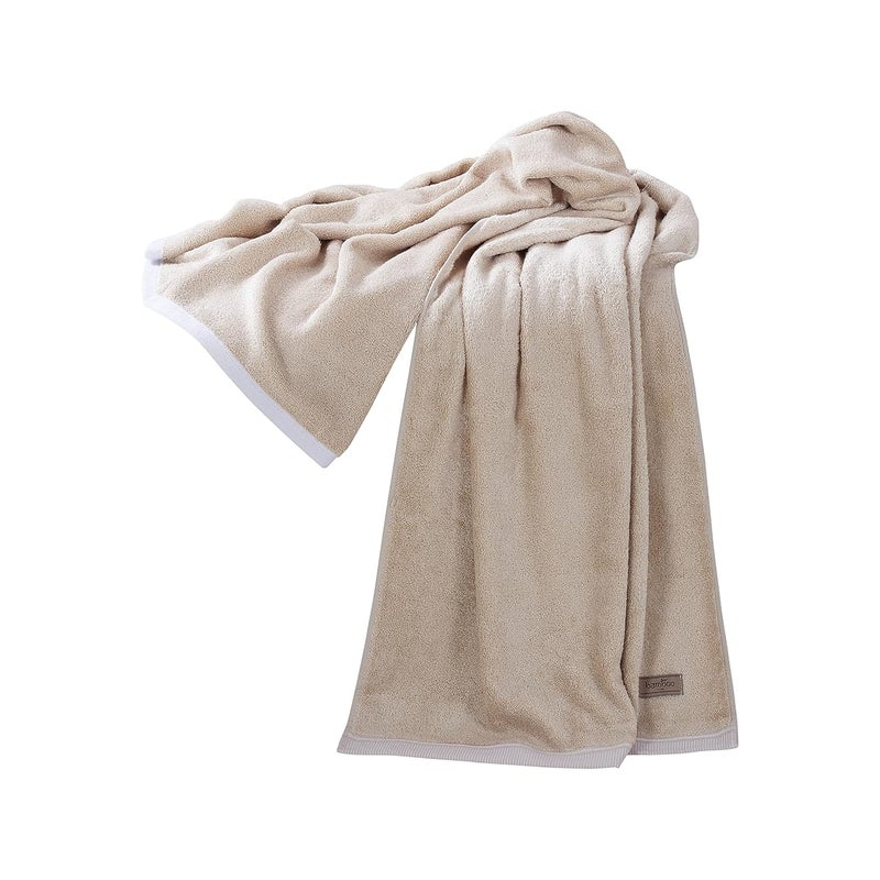 SPREAD SPAIN Bamboo Towels For Bath Towels For Bath Large Size Bamboo Bath Towel High Absorbent Soft 360 Gsm 1 Piece Bath Towel For MenWomen 70 Cms X 150 Cms Sand Beige - Image 2
