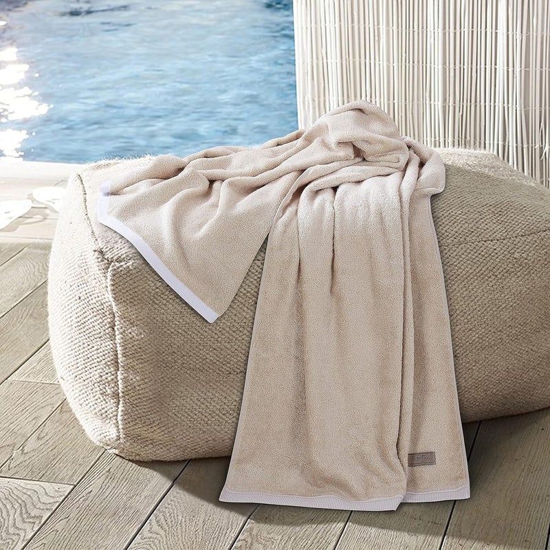 SPREAD SPAIN Bamboo Towels For Bath Towels For Bath Large Size Bamboo Bath Towel High Absorbent Soft 360 Gsm 1 Piece Bath Towel For MenWomen 70 Cms X 150 Cms Sand Beige - Image 1