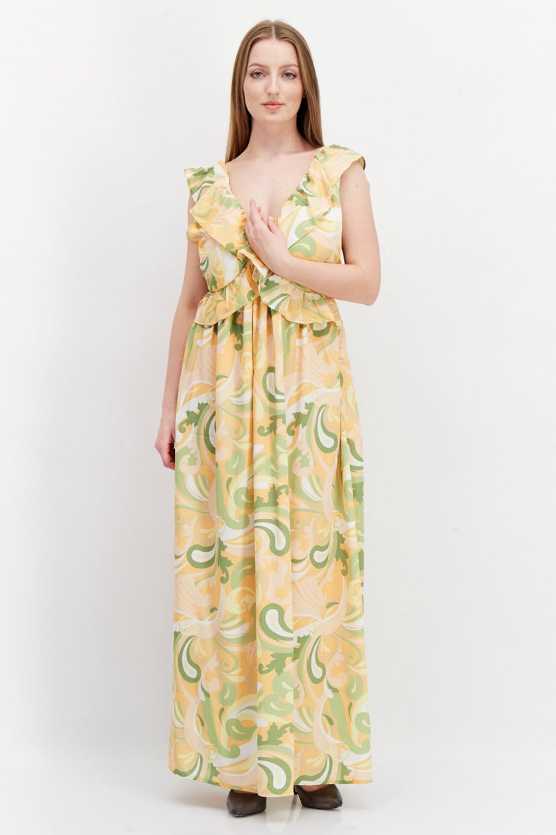 RIVER ISLAND Women Izzy Ruffle Wrap Maxi Dress, Multicolor - Image 1