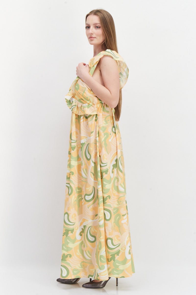 RIVER ISLAND Women Izzy Ruffle Wrap Maxi Dress, Multicolor - Image 3