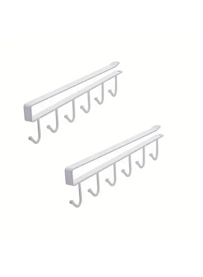 2 Pack Multi Functional Wardrobe Door Organizer With 6 Rows Hooks Drying Storage Shelf - Image 2