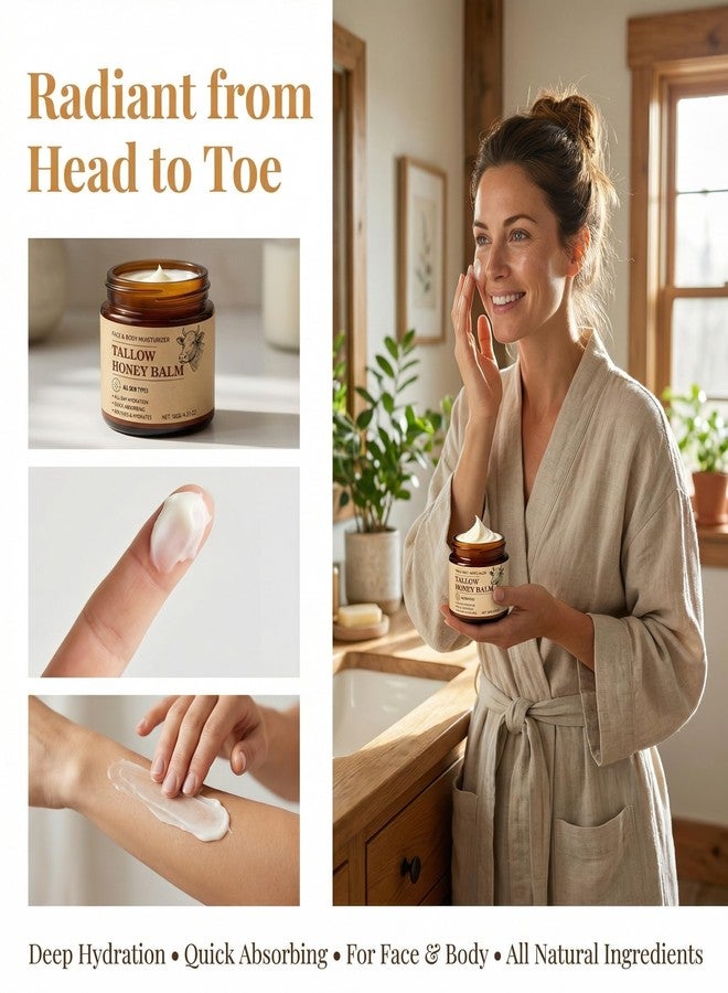 Balldanlu 120 g Beef Tallow for Skin,Beef Tallow for Face,Beef Tallow and Honey Balm,Grass Fed Whipped Tallow Honey Balm,Natural Moisturizer Hydrates,Deeply Nourishes the Skin, Enhances Natural Radiance - Image 3
