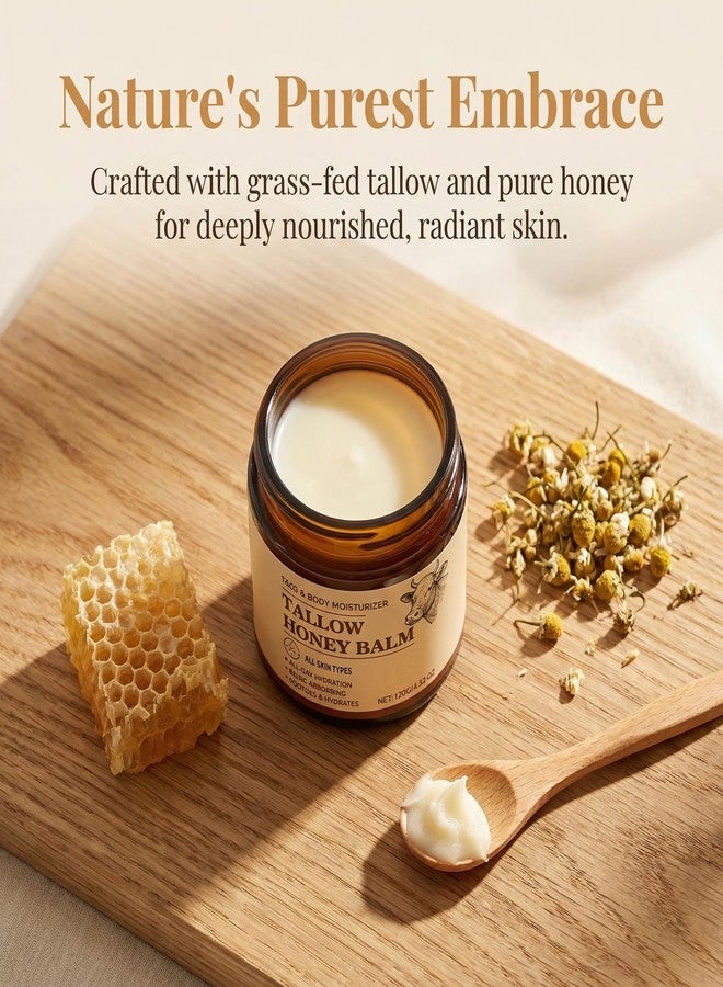 Balldanlu 120 g Beef Tallow for Skin,Beef Tallow for Face,Beef Tallow and Honey Balm,Grass Fed Whipped Tallow Honey Balm,Natural Moisturizer Hydrates,Deeply Nourishes the Skin, Enhances Natural Radiance - Image 2