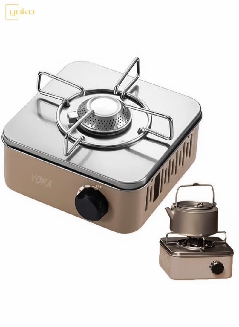 يوكا موقد غاز محمول وخفيف الوزن للغاية - موقد غاز متعدد الوظائف للتخييم والصيد والطبخ الداخلي، لا يحتاج إلى مصدر طاقة، مثالي لجميع مغامراتك - Image 1
