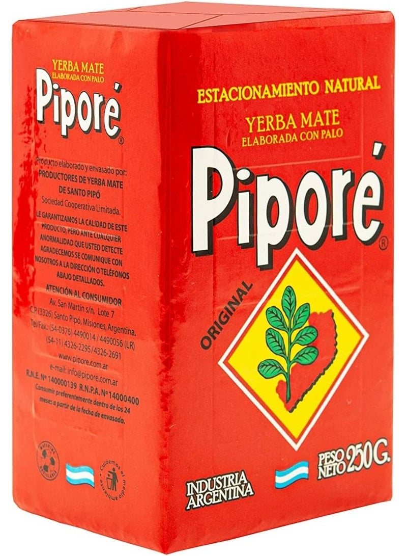 Pipore Yerba Mate Red Packet Despalada Organic Original Hot and Cold Tea Gluten Free Gives Energy Improves Strength Immune System Unique Flavour (250 Grams) - Image 2