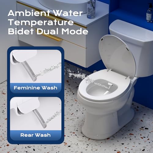 Clirass Round Heated Toilet Seat with Night Light, Three Temperature Settings Heated Seat,70 in Power Cord, Fit Round Toilet, Cold Water Bidet Function Toilet Seat With Slow Close - Image 2