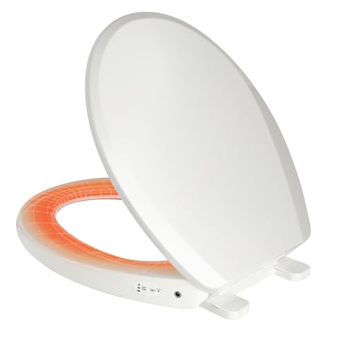 Clirass Round Heated Toilet Seat with Night Light, Three Temperature Settings Heated Seat,70 in Power Cord, Fit Round Toilet, Cold Water Bidet Function Toilet Seat With Slow Close - Image 1