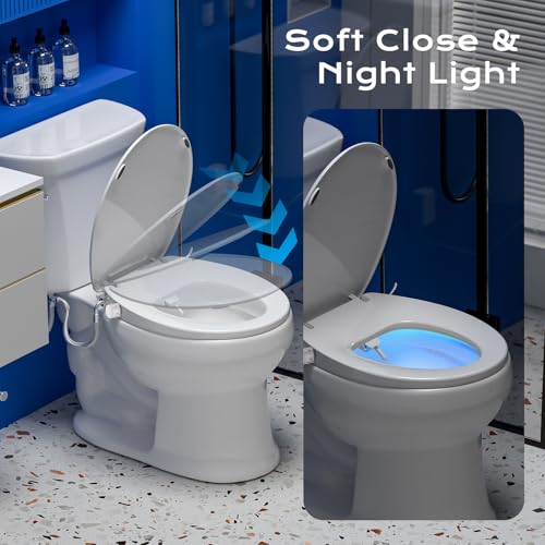 Clirass Round Heated Toilet Seat with Night Light, Three Temperature Settings Heated Seat,70 in Power Cord, Fit Round Toilet, Cold Water Bidet Function Toilet Seat With Slow Close - Image 4