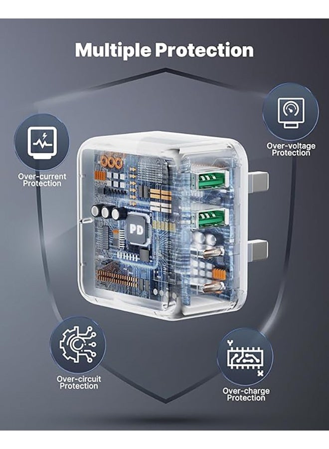 40W 4-Port Fast Charger, USB C Charger iPhone Fast Charger Multiple USB Plug Type C Adapter with Double USB-C & USB-A Wall Charger for iPhone 16/16 Pro Max,15/14/13, Samsung Galaxy S25 S24, iPad - Image 4