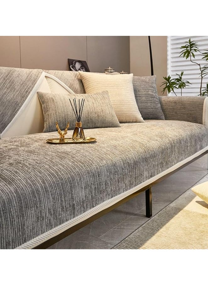 عام من الممكن أن يكون "غطاء أريكة شينيل ممتع وناعم - غطاء أريكة محبوك بخطوط بسيطة وناعمة لجميع الفصول، مقاوم للخدوش، حامي للفراش، حامي للأثاث، غطاء أريكة قابل للغسل غير قابل للانزلاق." - Image 1