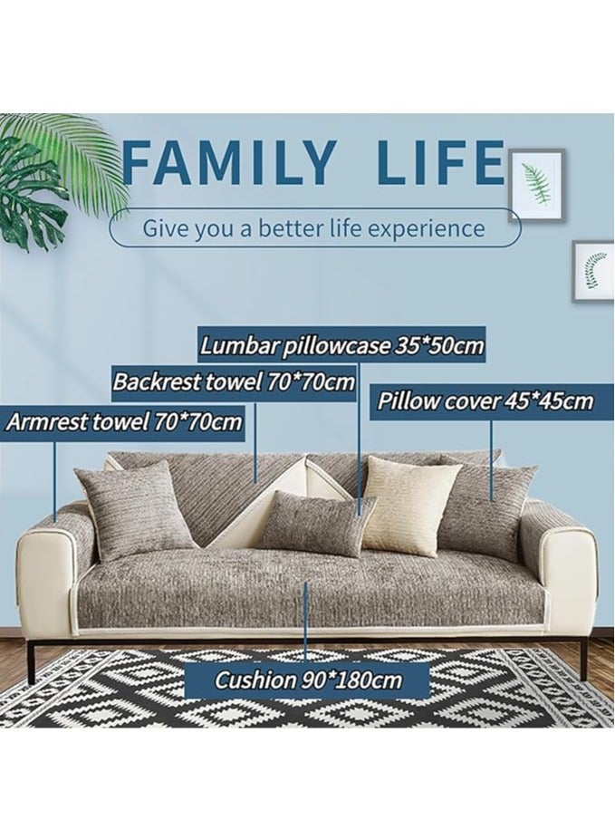 عام من الممكن أن يكون "غطاء أريكة شينيل ممتع وناعم - غطاء أريكة محبوك بخطوط بسيطة وناعمة لجميع الفصول، مقاوم للخدوش، حامي للفراش، حامي للأثاث، غطاء أريكة قابل للغسل غير قابل للانزلاق." - Image 2