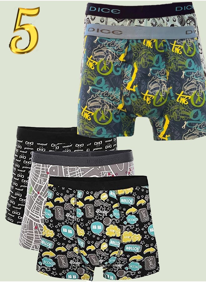 DICE - 5 men's boxers with modern prints and high quality - Image 1