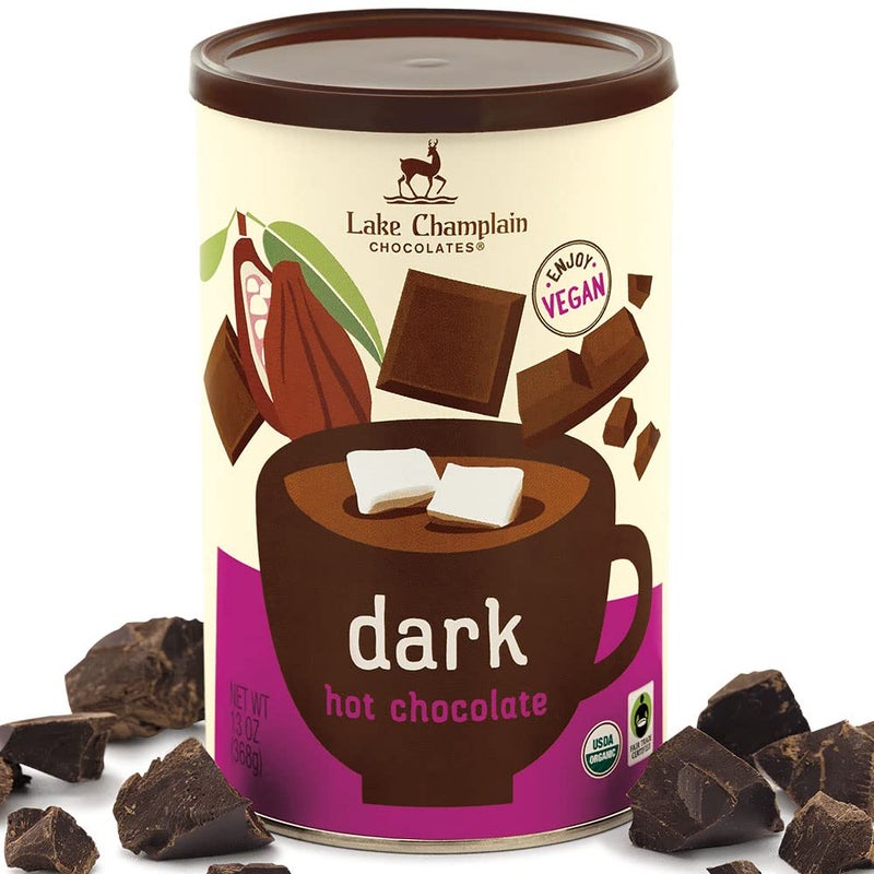Lake Champlain Organic Vegan Dark Hot Chocolate Mix, 13 Servings, 13 Ounces - Image 1