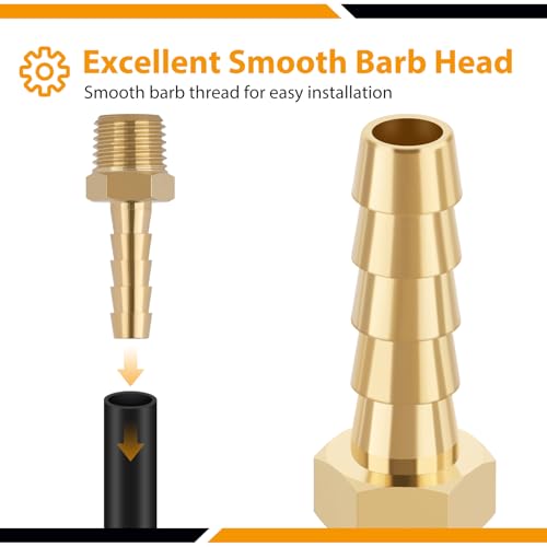 KOOTANS 4pcs Brass Hose Barb Fittings 1/4" Hose Barb to 1/4 NPT Male Thread Air Hose Fittings Brass Quick Coupler Air M Type Adapter Connector Fitting - Image 5