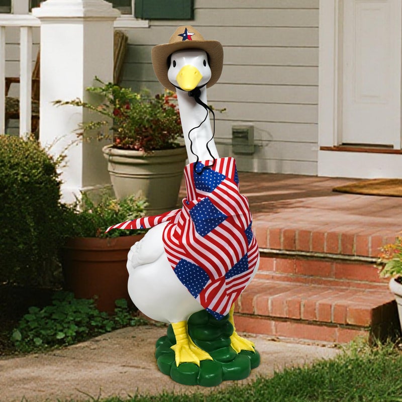 ASDFG Porch Goose Garden Statue with Outfit - Large Goose Garden Lawn Decor, Big Duck Sculpture, 20â€³ Resin Animal Figurine for Patio/Balcony/Front, Yard Art Lawn Ornaments, Housewarming Women Gifts - Image 1