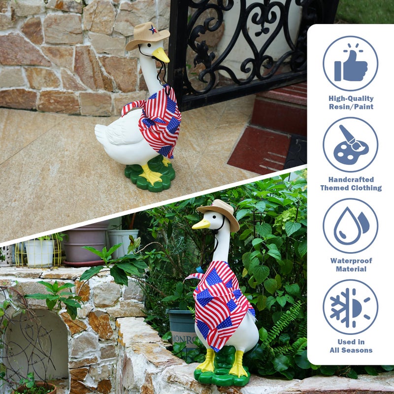 ASDFG Porch Goose Garden Statue with Outfit - Large Goose Garden Lawn Decor, Big Duck Sculpture, 20â€³ Resin Animal Figurine for Patio/Balcony/Front, Yard Art Lawn Ornaments, Housewarming Women Gifts - Image 5