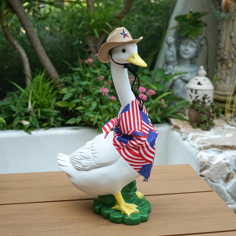 ASDFG Porch Goose Garden Statue with Outfit - Large Goose Garden Lawn Decor, Big Duck Sculpture, 20â€³ Resin Animal Figurine for Patio/Balcony/Front, Yard Art Lawn Ornaments, Housewarming Women Gifts - Image 4
