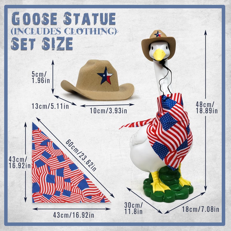 ASDFG Porch Goose Garden Statue with Outfit - Large Goose Garden Lawn Decor, Big Duck Sculpture, 20â€³ Resin Animal Figurine for Patio/Balcony/Front, Yard Art Lawn Ornaments, Housewarming Women Gifts - Image 3