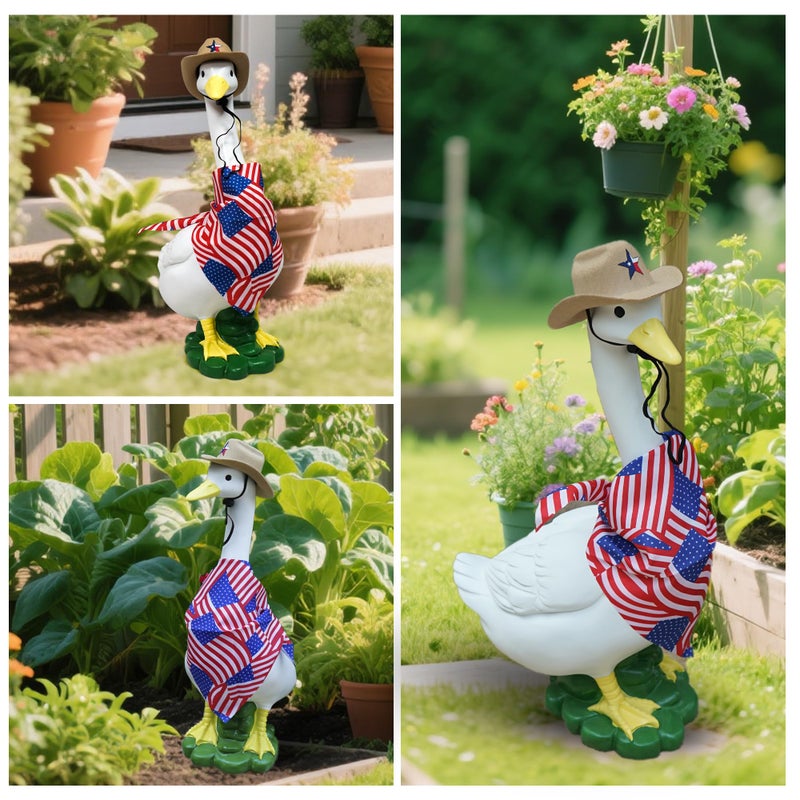 ASDFG Porch Goose Garden Statue with Outfit - Large Goose Garden Lawn Decor, Big Duck Sculpture, 20â€³ Resin Animal Figurine for Patio/Balcony/Front, Yard Art Lawn Ornaments, Housewarming Women Gifts - Image 2