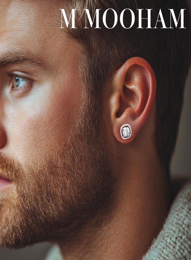 M MOOHAM Stud Earrings for Women - Hypoallergenic Silver Flat Back Studs Earrings for Sensitive Ears Silver Stud Cubic Zirconia Earring Sets for Women Trendy S925 Post Earring Jewelry Gifts - Image 3