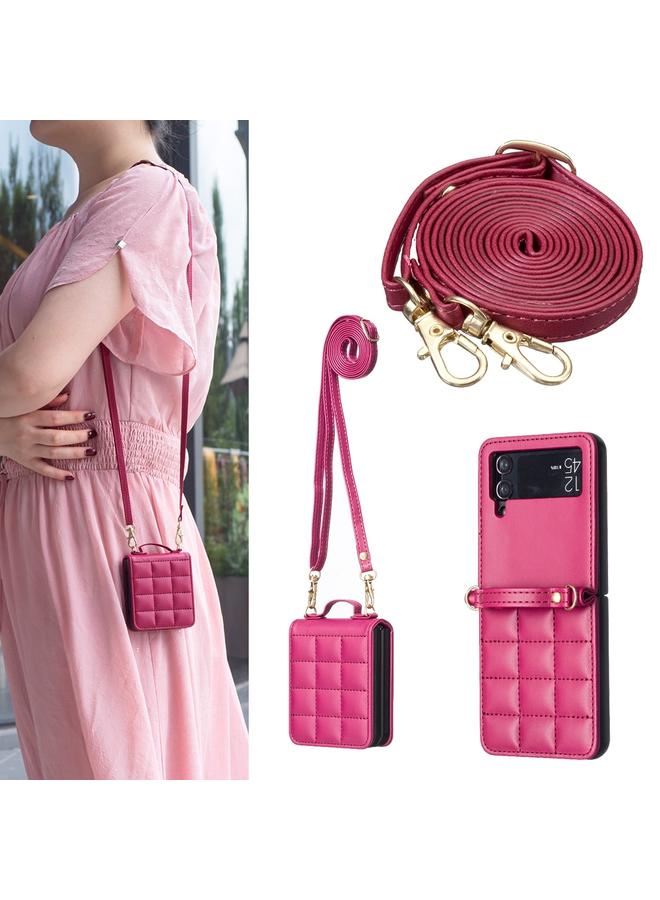 S-TOP Case For Samsung Galaxy Z Flip4 Square-shaped Crossbody Lanyard Leather Phone Case - Image 1