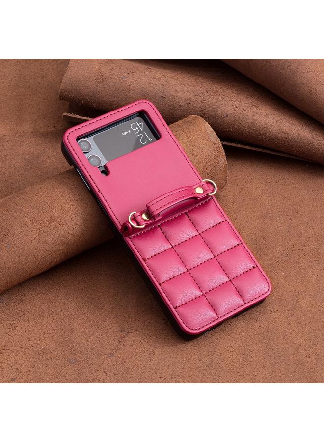S-TOP Case For Samsung Galaxy Z Flip4 Square-shaped Crossbody Lanyard Leather Phone Case - Image 4