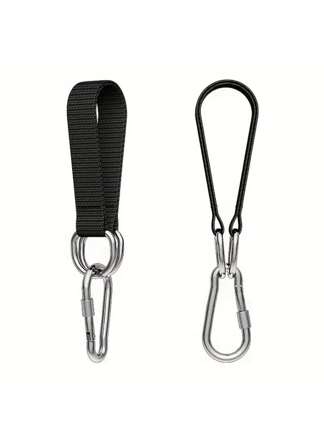 2pc Black Adjustable Heavy Duty Swing Straps With Hooks For Hammock Camping - Image 2