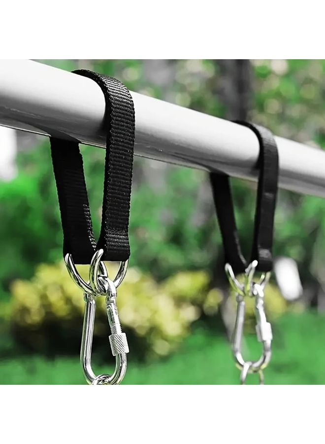 2pc Black Adjustable Heavy Duty Swing Straps With Hooks For Hammock Camping - Image 4