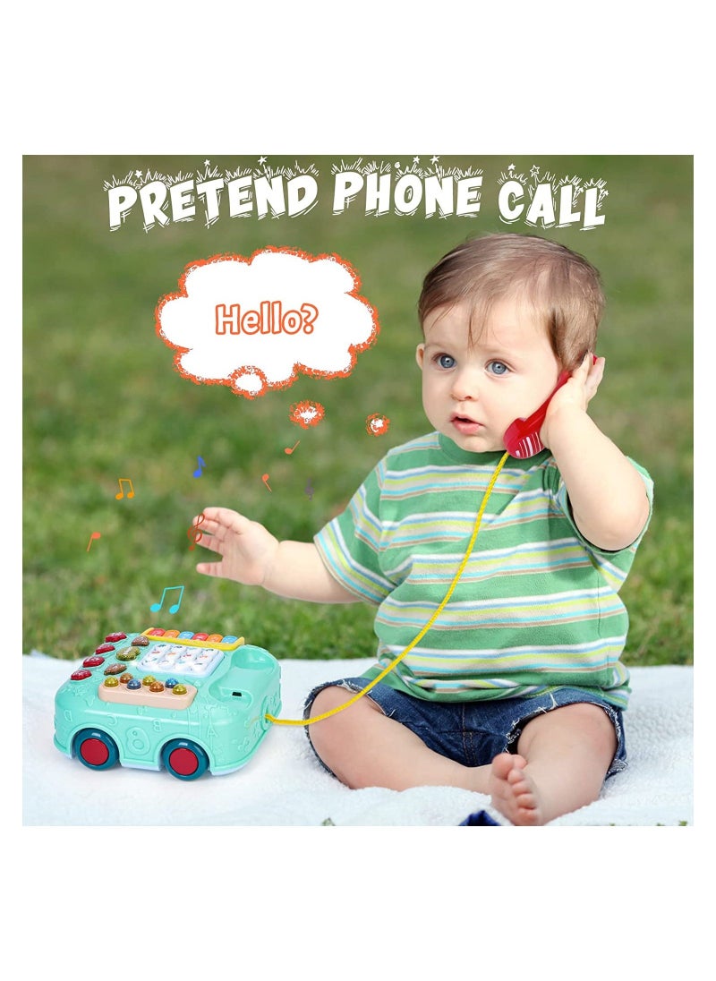 إسكدنيا Baby Educational Musical Toy Phone, Pull Along Car Toys, Musical Light Walking Telephone Toys for Toddlers Kids, for 1 Year Old Boys Girls - Image 3