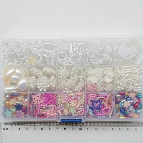 Chenkou Craft Random 700pcs Love Heart Bow Teardrop Bead Rose Sunflower Rhinestone Loose Bead DIY Flat Back Beads Assorted Lots + Plastic Box - Image 3